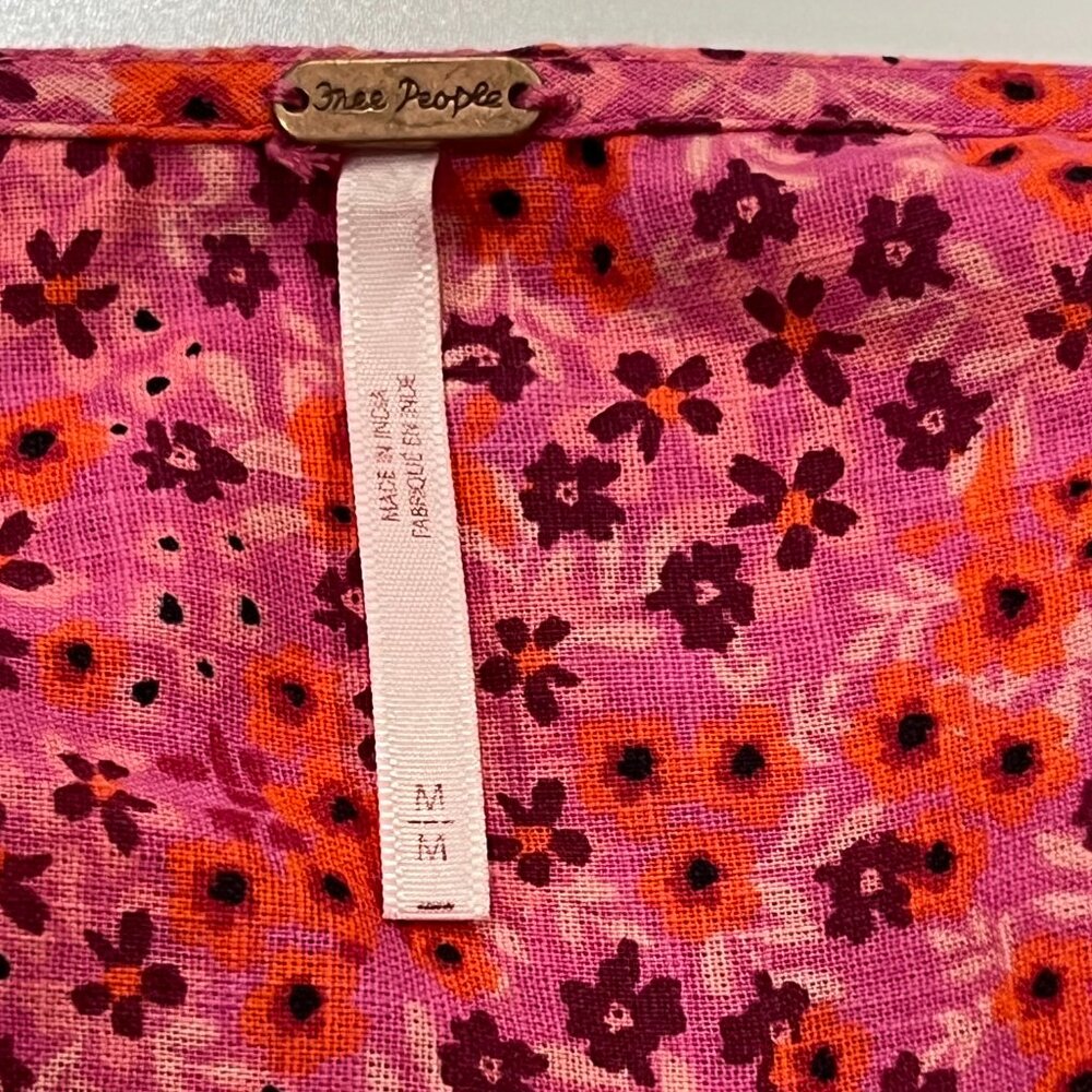 Free People I Found You Floral Button Blouse, Pink Party Combo, M - Picture 2 of 10